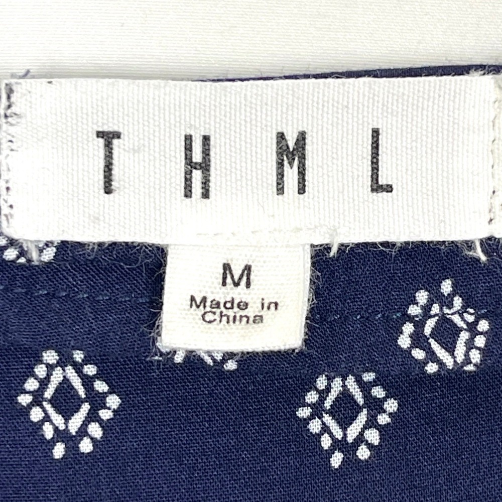 Anthropology THML Embroidered Boho Mini Dress Womens Medium Navy Blue Sleeveless - Picture 7 of 13